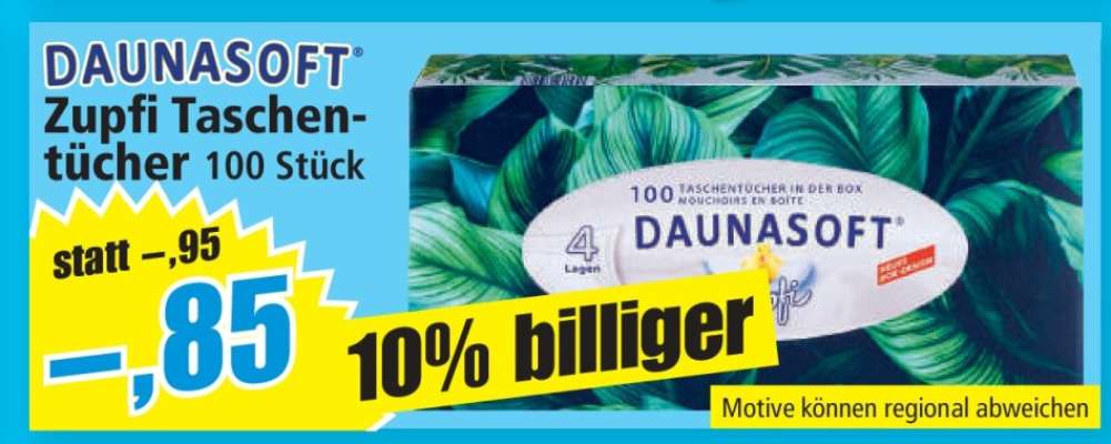 DAUNASOFT Zupfi Taschentücher 100 Stück