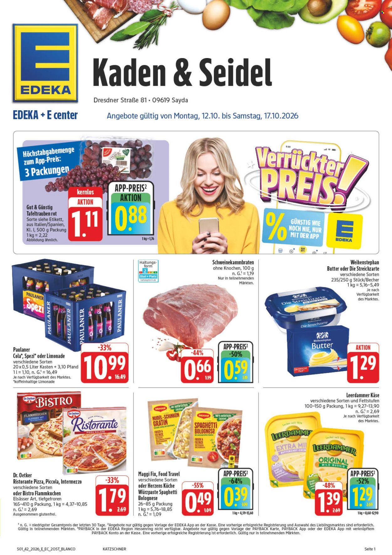 Leták Edeka - 12.10.2026 - 17.10.2026. Strana 1