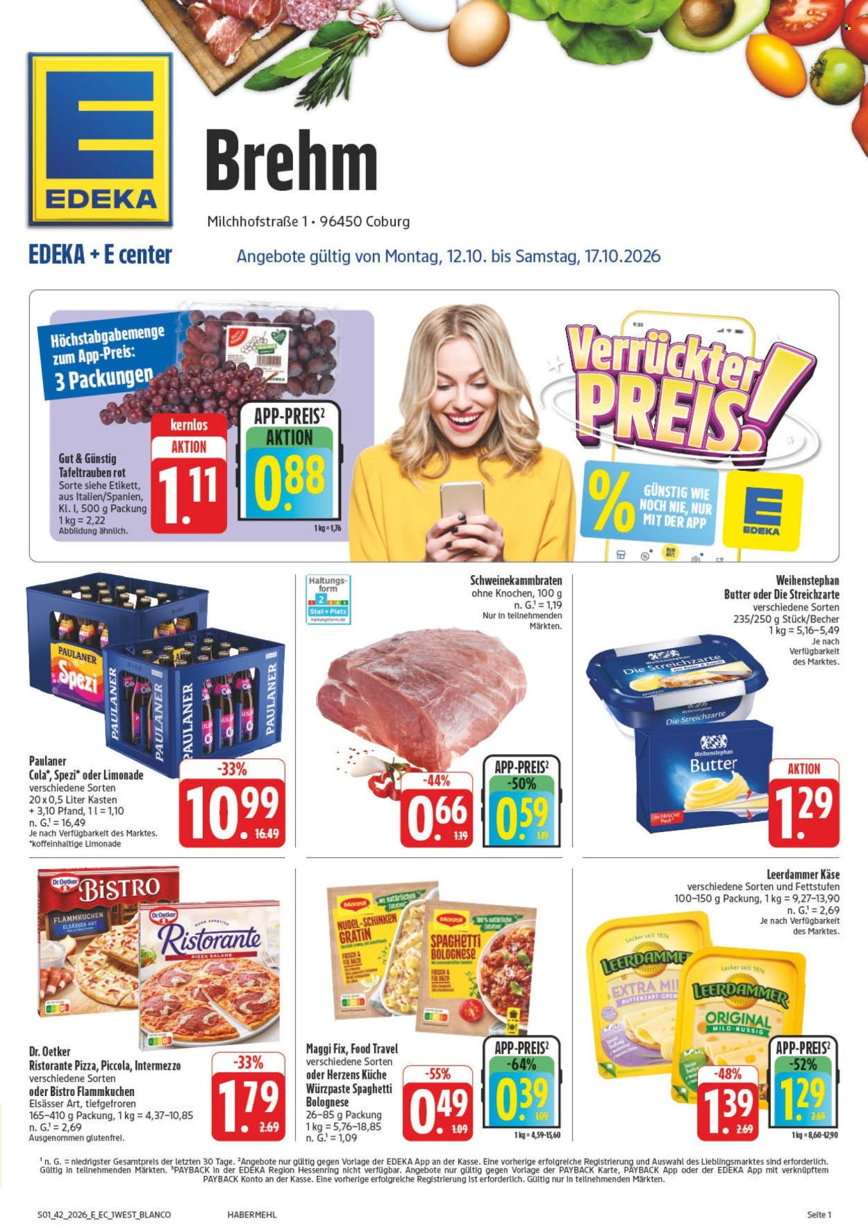 Leták Edeka - 12.10.2026 - 17.10.2026. Strana 1