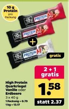 High Protein Quarkriegel Vanille oder Erdbeere