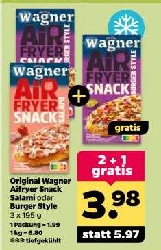 Original Wagner Airfryer Snack Salami oder Burger Style