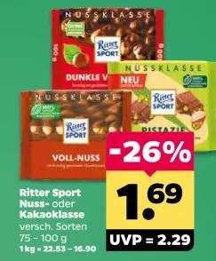 Ritter Sport Nuss- oder Kakaoklasse