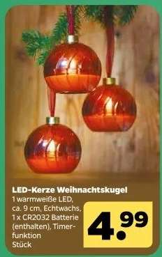 LED-Kerze Weihnachtskugel