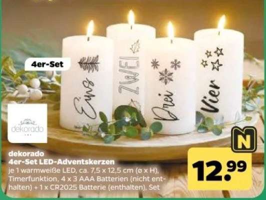 dekorado 4er-Set LED-Adventskerzen