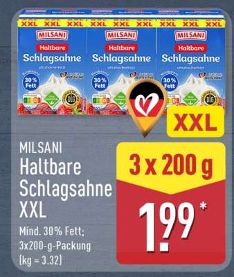 MILSANI Haltbare Schlagsahne XXL