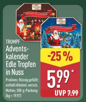 Adventskalender Edle Tropfen in Nuss