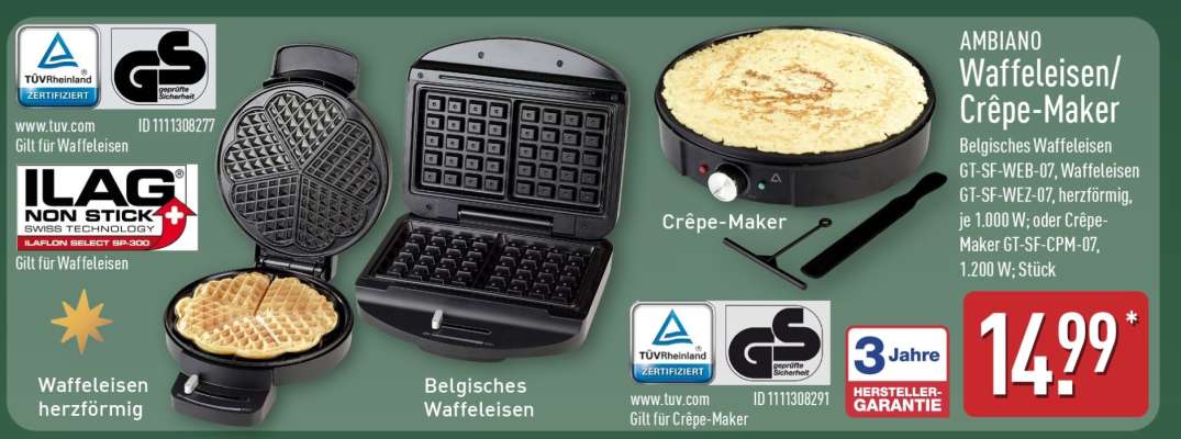 AMBIANO Waffeleisen / Crêpe­Maker