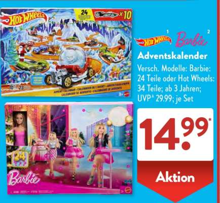 Hot Wheels/Barbie Adventskalender