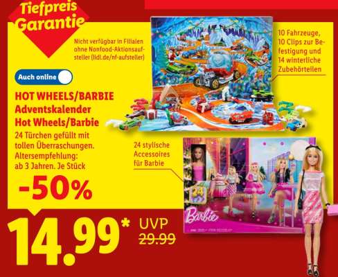 HOT WHEELS/BARBIE Adventskalender Hot Wheels/Barbie