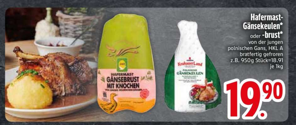 Hafermast Gänsekeulen oder -brust