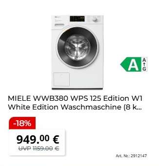 MIELE WWB380 WPS 125 Edition W1 White Edition Waschmaschine