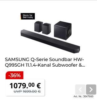 SAMSUNG Q-Serie Soundbar HW-Q995GH 11.1.4-Kanal Subwoofer &...