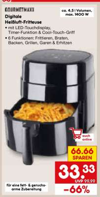 Gourmetmaxx Digitale Heißluft- Fritteuse