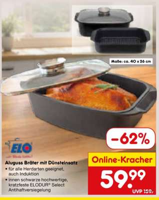 Aluguss Bräter mit Dünstinsatz