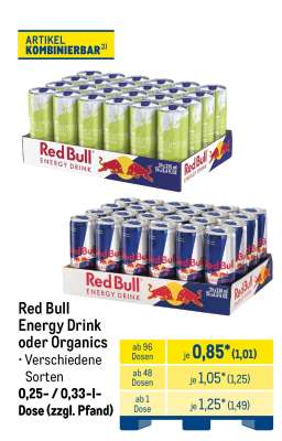 Red Bull Energy Drink oder Organics