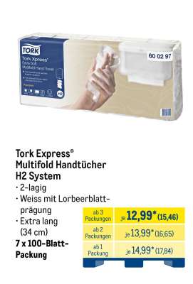 Tork Express Multifold Handtücher H2 System