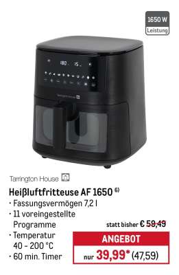 Tarrington House Heißluftfritteuse AF 1650