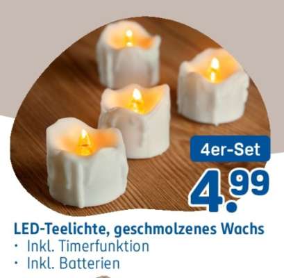 LED-Teelichte, geschmolzenes Wachs