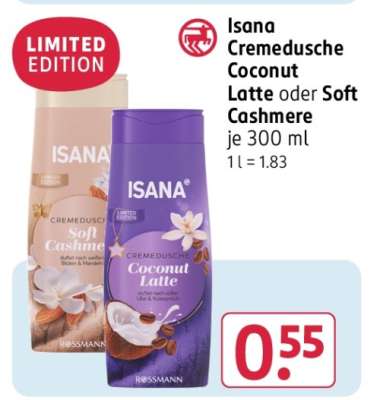 Isana Cremedusche Coconut Latte oder Soft Cashmere