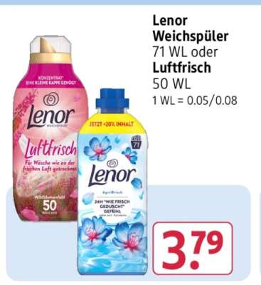 Lenor Weichspüler 71 WL oder Luftfrisch 50 WL