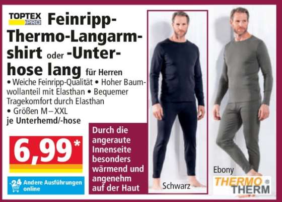 Feinripp-Thermo-Langarmshirt oder -Unterhose lang