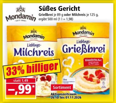 Mondamin Liebings-Grießbrei oder Milchreis