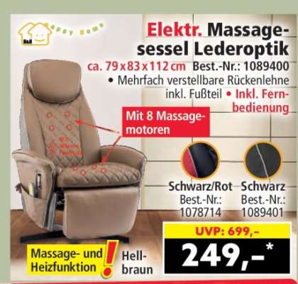 Elektr. Massagesessel Lederoptik