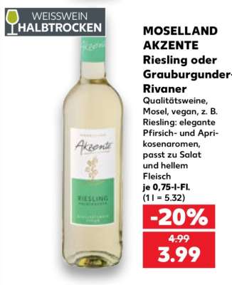 MOSELLAND AKZENTE Riesling oder Grauburgunder-Rivaner