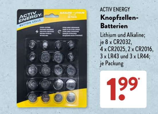 ACTIV ENERGY Knopfzellen-Batterien