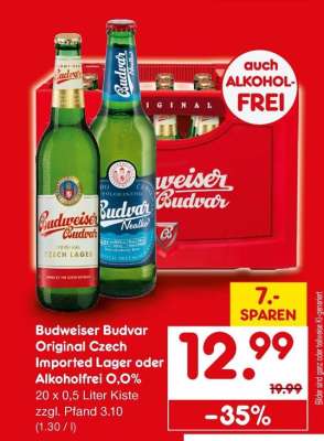 Budweiser Budvar Original Czech Imported Lager oder Alkoholfrei 0,0%