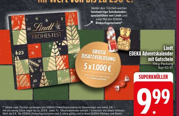 Lindt EDEKA Adventskalender mit Gutschein