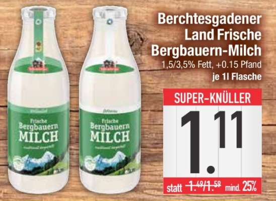 Berchtesgadener Land Frische Bergbauern-Milch