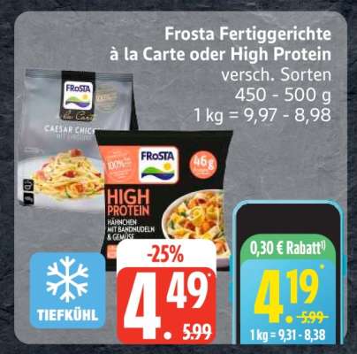 Frosta Fertiggerichte a la Carte oder High Protein
