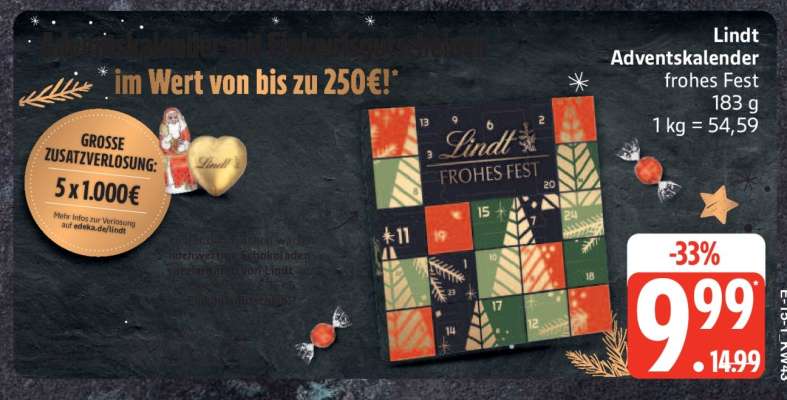 Lindt Adventskalender frohes Fest