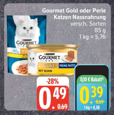 Gourmet Gold oder Perle Katzen Nassnahrung