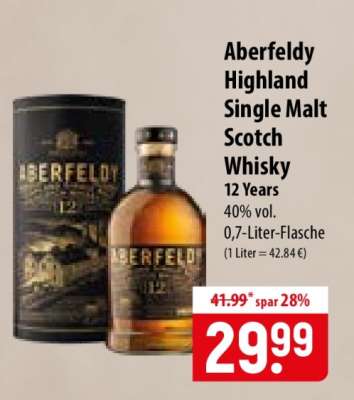 Aberfeldy Highland Single Malt Scotch Whisky 12 Years