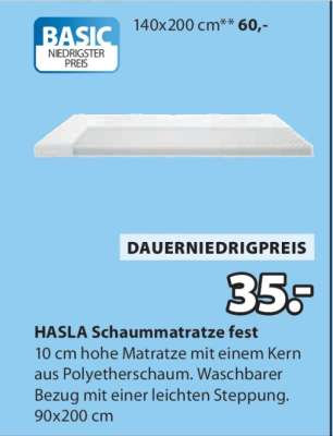 HASLA Schaumstoffmatratze fest