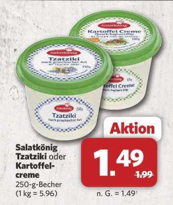 Salatkönig Tzatziki oder Kartoffelcreme