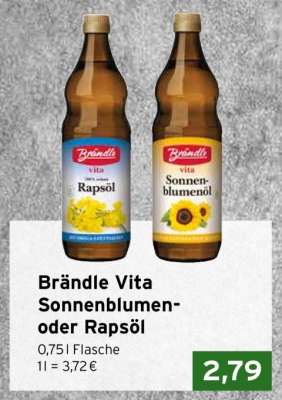 Brändle Vita Sonnenblumen- oder Rapsöl