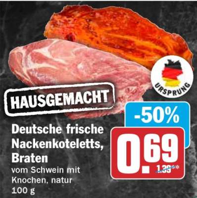 Deutsche frische Nackenkoteletts, Braten