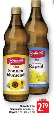 Brändle Vita Sonnenblumenöl oder Rapsöl