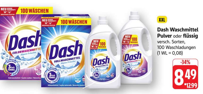 Dash Waschmittel Pulver oder Flüssig
