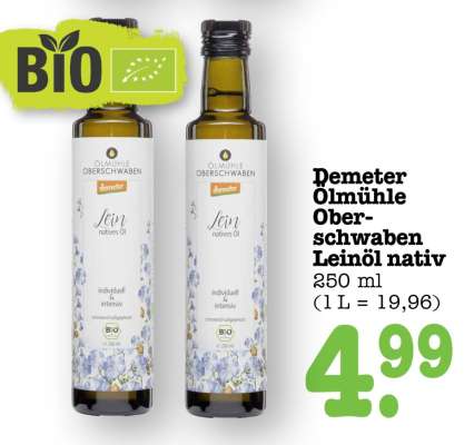 Demeter Ölmühle Oberschwaben Leinöl nativ