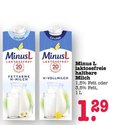 Minus L laktosefreie haltbare Milch