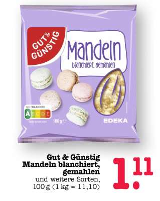 Gut & Günstig Mandeln blanchiert, gemahlen