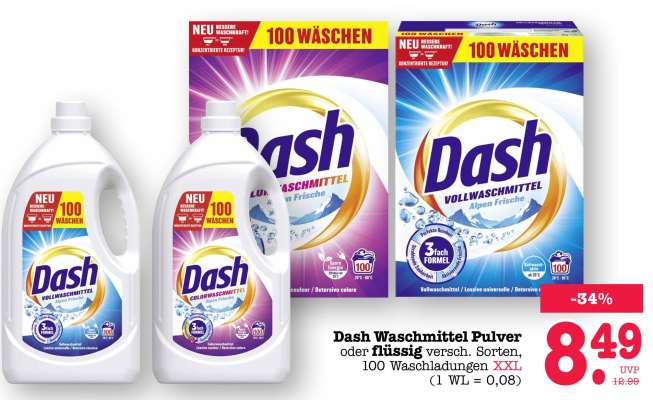 Dash Waschmittel Pulver oder Flüssig