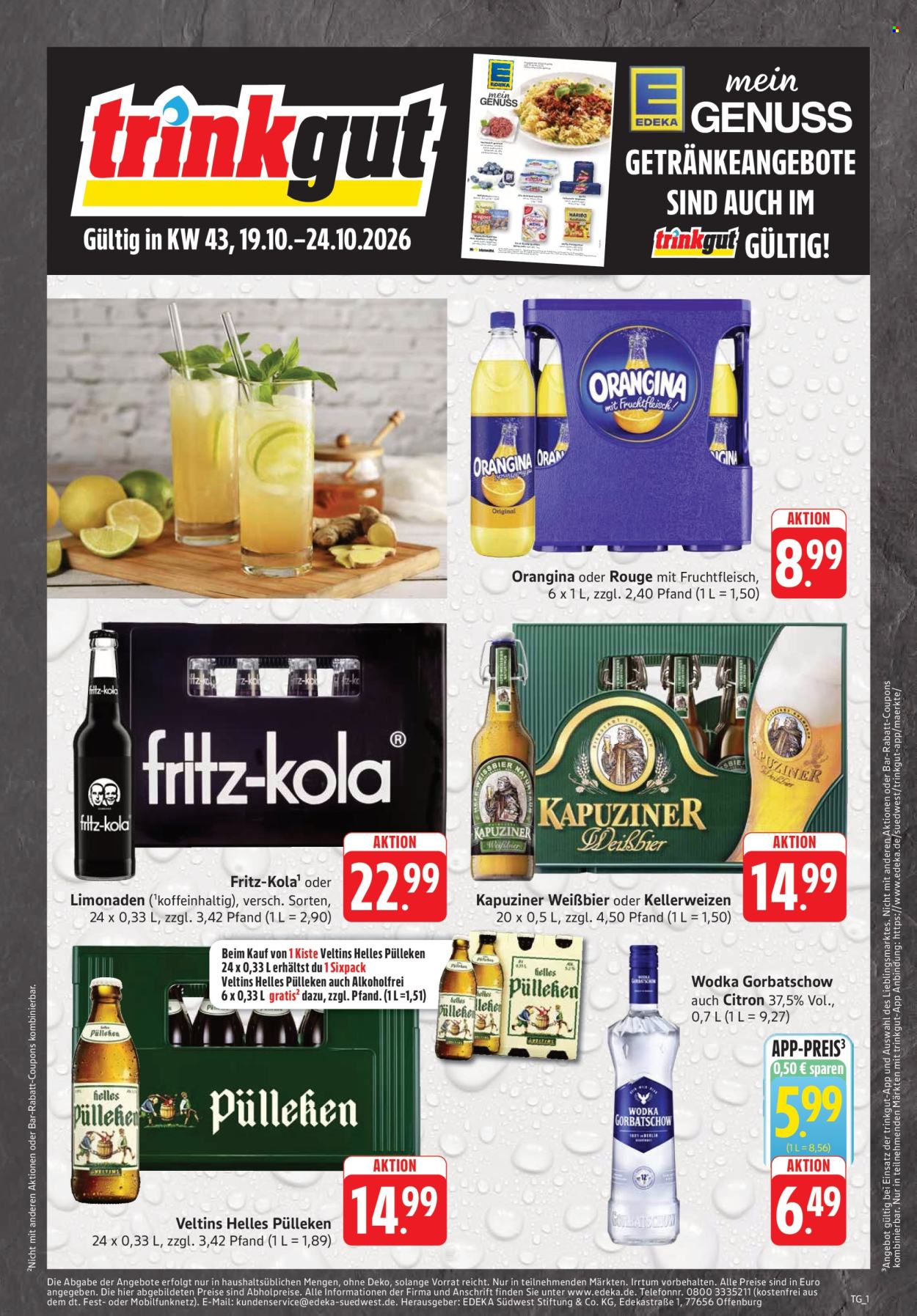 Edeka Getränkemarkt Prospekte  - 19.10.2026 - 24.10.2026. Seite 1