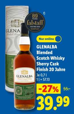 Glenalba Blended Scotch Whisky Sherry Cask Finish 20 Jahre