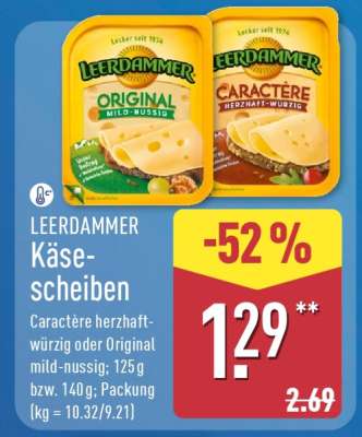Leerdammer Käse scheiben