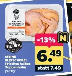 Meine Fleischerei Frisches halbes Suppenhuhn*